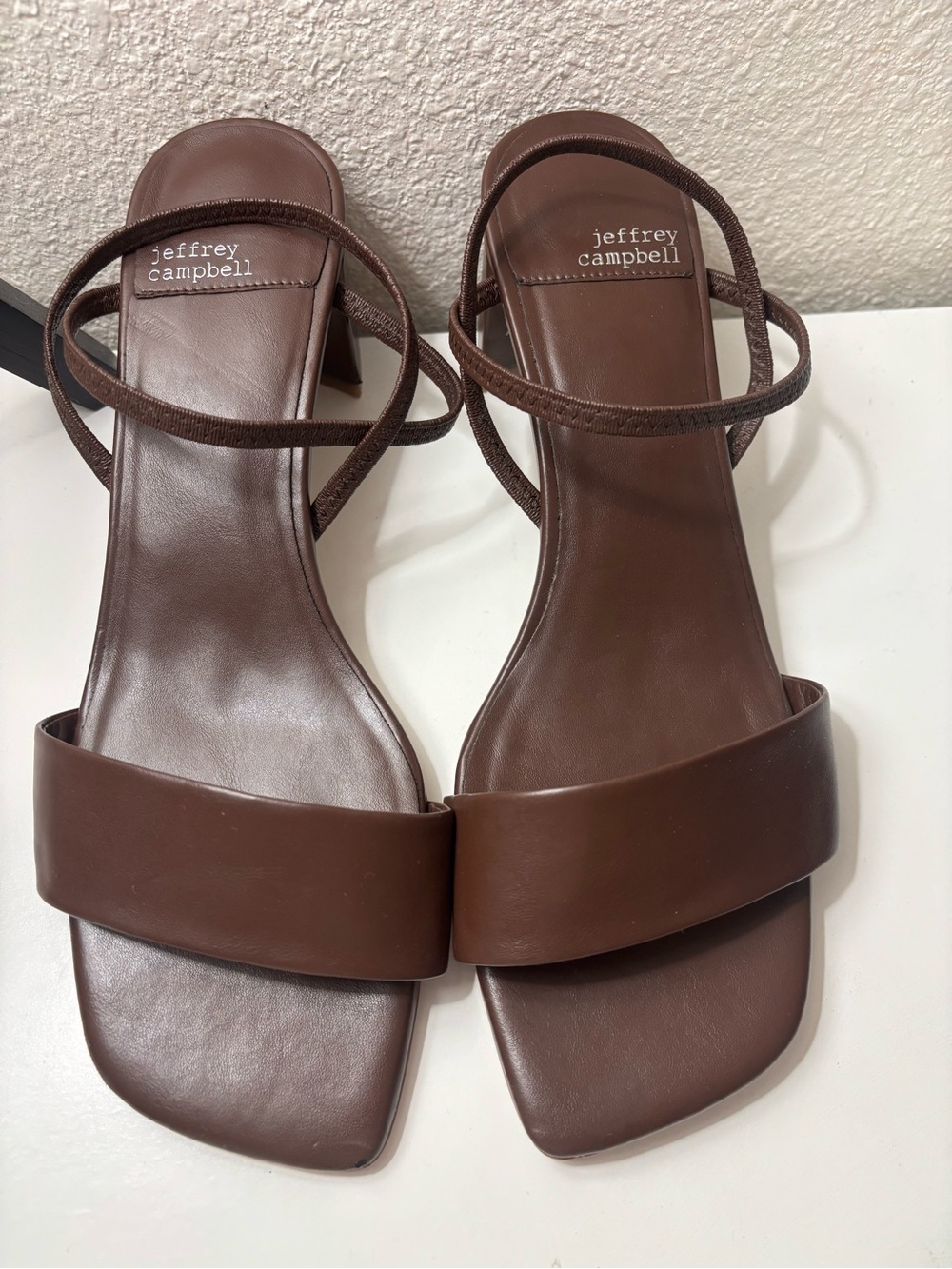 Jeffrey Campbell Chocolate Brown Square-Toe Strappy Heels